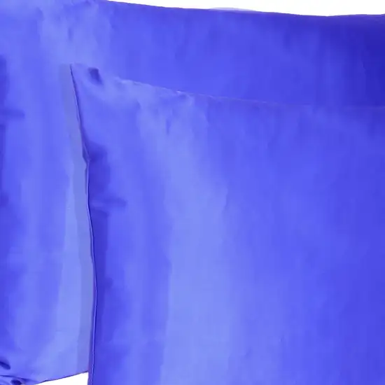 Royal Blue Dreamy Set Of 2 Silky Satin Standard Pillowcases Photo 6