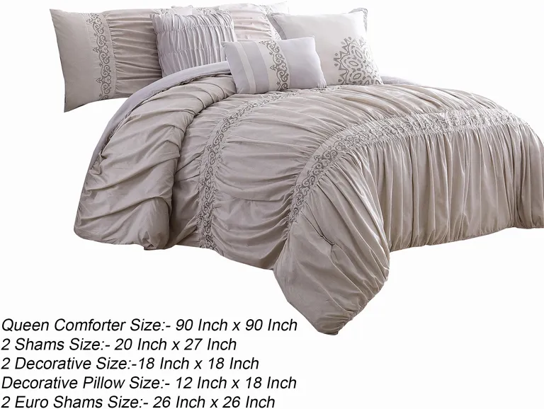 Rue 8 Piece Queen Size Comforter Set, Microfiber, Pleated Design Photo 5