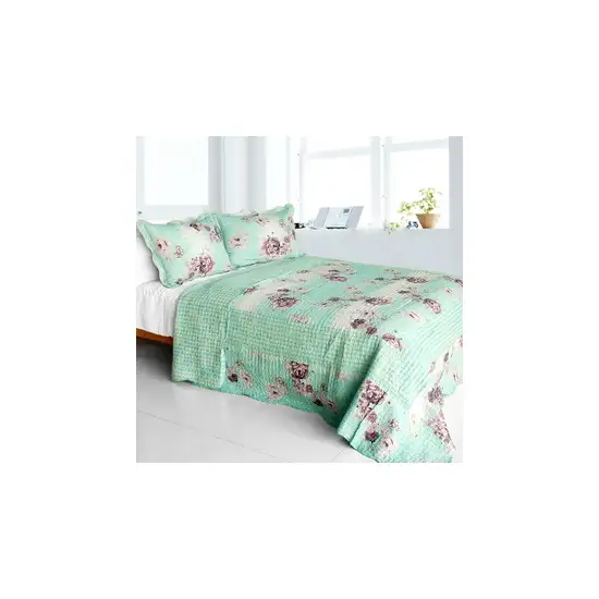 Rural Sky -  Cotton 3PC Vermicelli-Quilted Floral Patchwork Quilt Set (Full/Queen Size) Photo 2