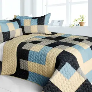 Photo of Russian Coffee - 3PC Vermicelli-Quilted Patchwork Quilt Set (Full/Queen Size)