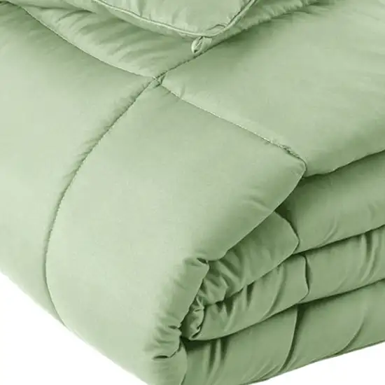 Sage  Box Stitch Microfiber Down Alternative Comforter Photo 3