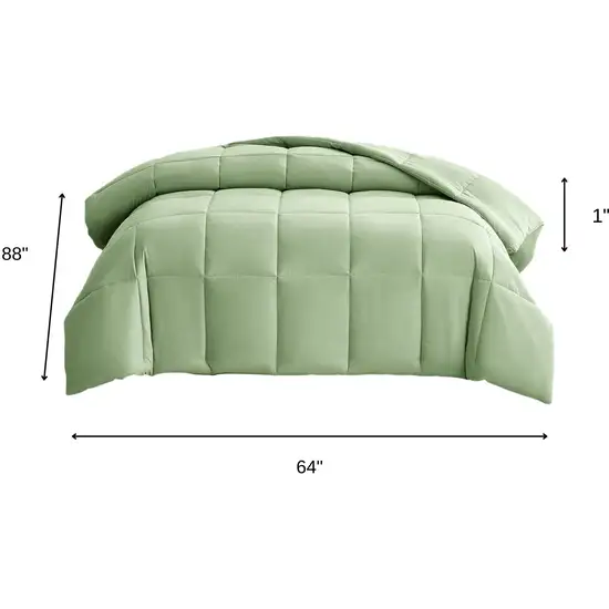 Sage  Box Stitch Microfiber Down Alternative Comforter Photo 9