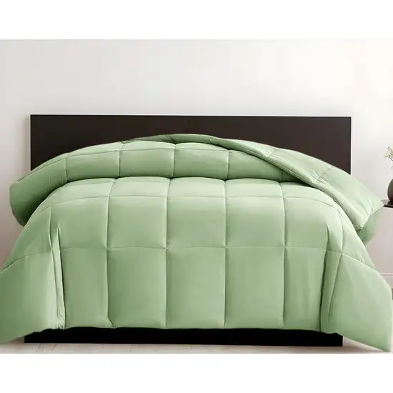 Sage  Box Stitch Microfiber Down Alternative Comforter Photo 1