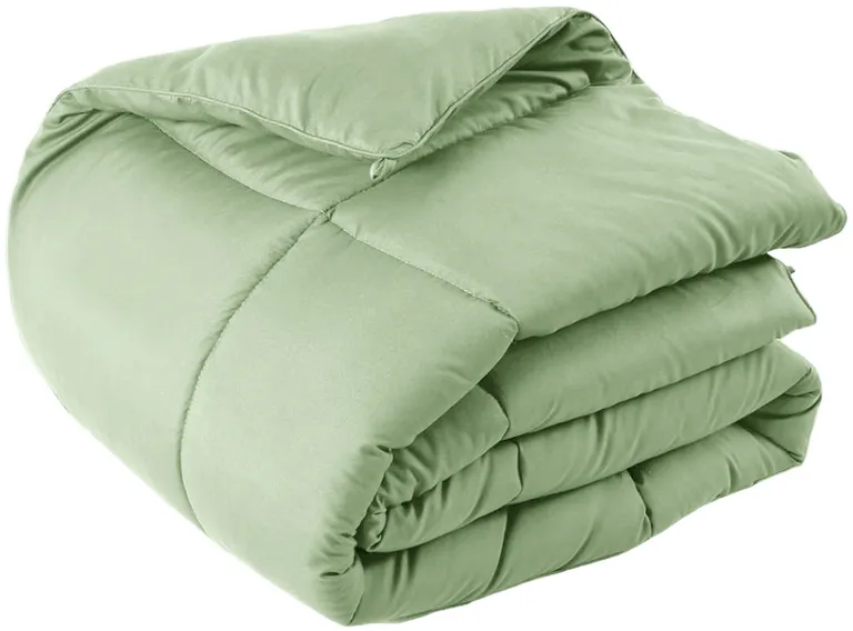 Sage  Box Stitch Microfiber Down Alternative Comforter Photo 2