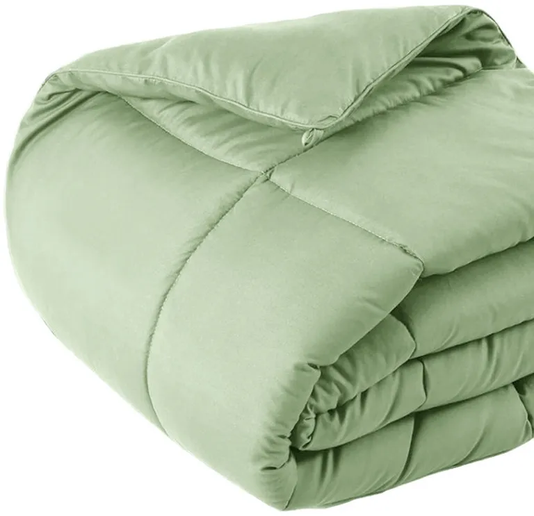 Sage  Box Stitch Microfiber Down Alternative Comforter Photo 4