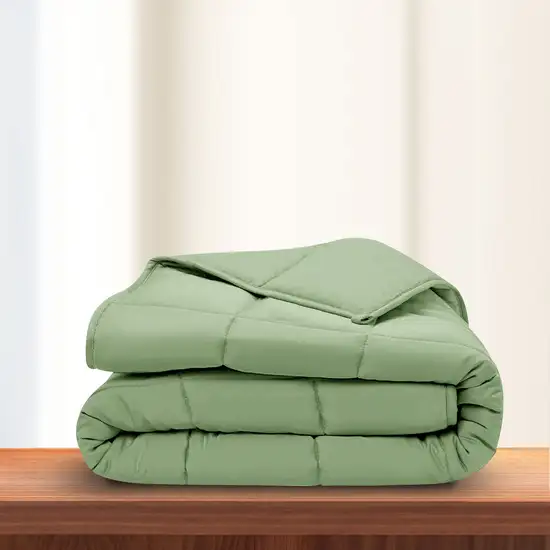 Sage  Box Stitch Microfiber Down Alternative Comforter Photo 6