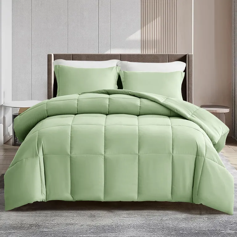 Sage  Box Stitch Microfiber Down Alternative Comforter Photo 5