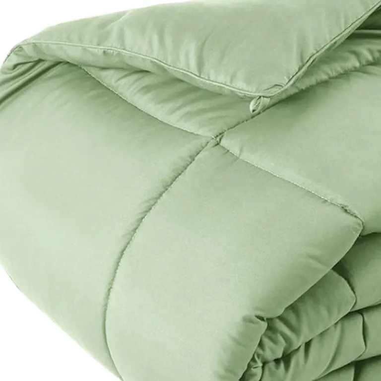 Sage  Box Stitch Microfiber Down Alternative Comforter Photo 3