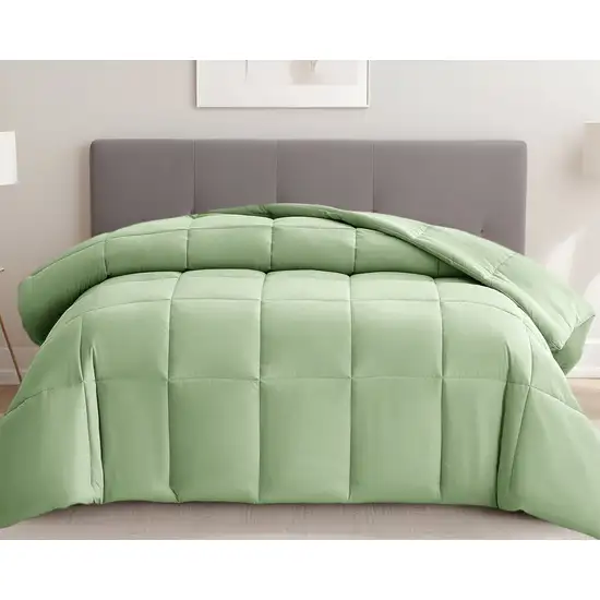 Sage  Box Stitch Microfiber Down Alternative Comforter Photo 1