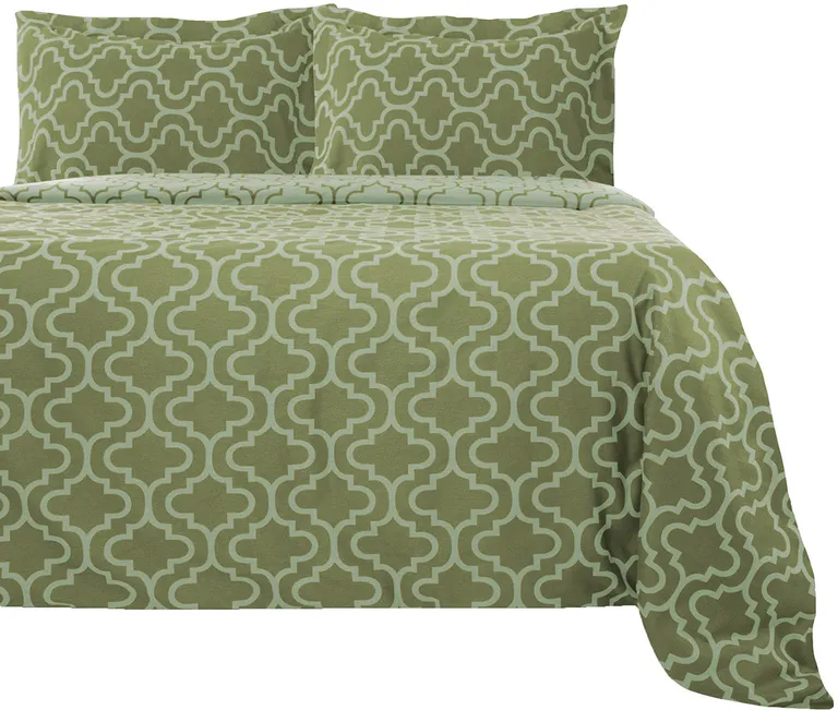 Sage Cotton Blend Thread Count Washable Duvet Cover Set Photo 1