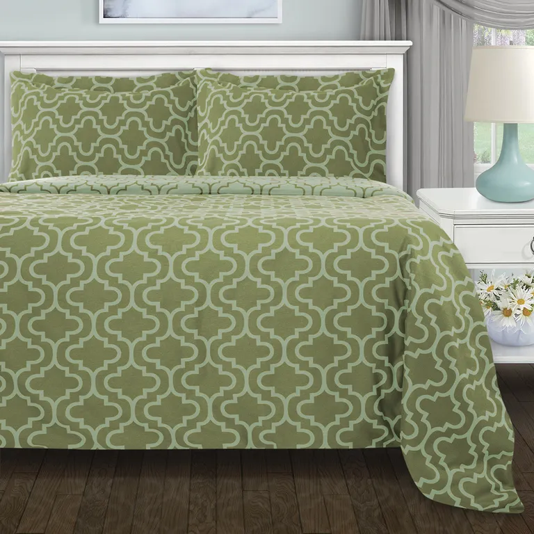 Sage Cotton Blend Thread Count Washable Duvet Cover Set Photo 2