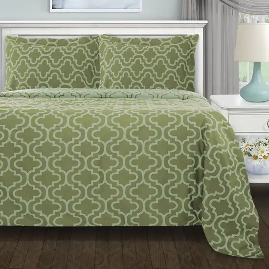 Sage  Cotton Blend Thread Count Washable Duvet Cover Set Photo 2