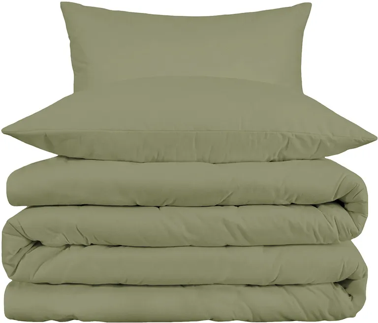 Sage Queen Cotton Blend 1000 Thread Count Washable Duvet Cover Set Photo 1