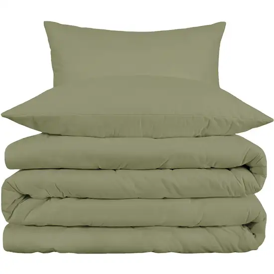 Sage Queen Cotton Blend 1000 Thread Count Washable Duvet Cover Set Photo 1