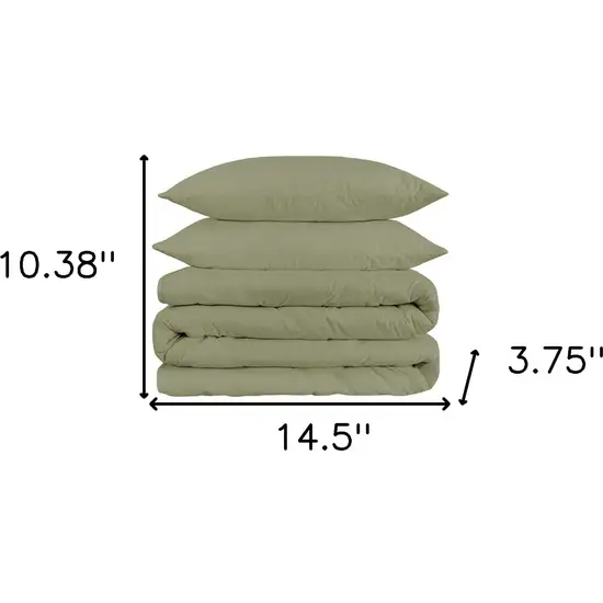 Sage Queen Cotton Blend 1200 Thread Count Washable Duvet Cover Set Photo 5