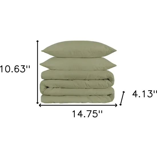 Sage Queen Cotton Blend 1500 Thread Count Washable Duvet Cover Set Photo 5