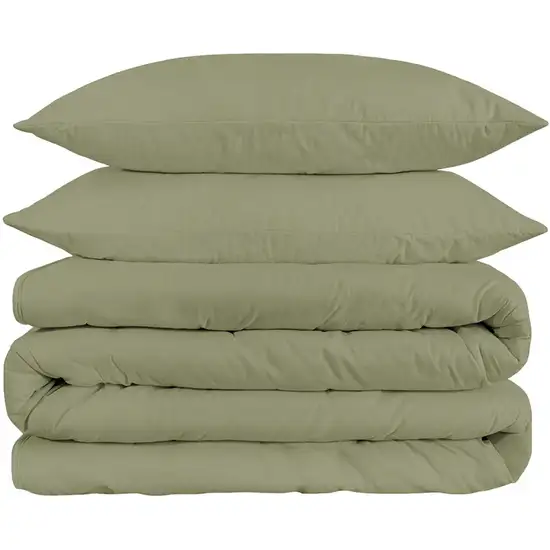 Sage Queen Cotton Blend 1500 Thread Count Washable Duvet Cover Set Photo 1