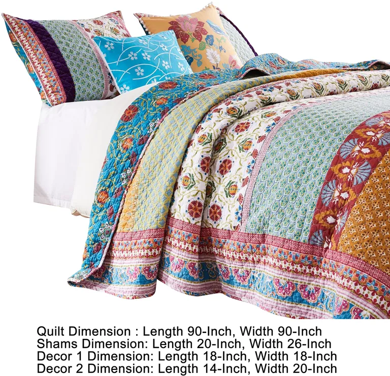 Sama 5 Piece Reversible Full Quilt Set, Floral Print Patterns Photo 5