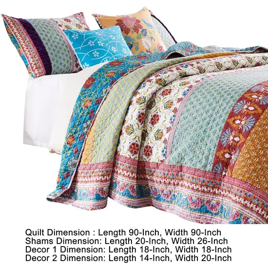 Sama 5 Piece Reversible Full Quilt Set, Floral Print Patterns Photo 5