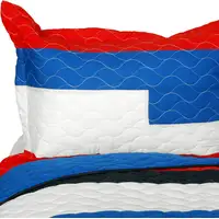Photo of Sea Airs - Vermicelli-Quilted Patchwork Striped Quilt Set Full/Queen