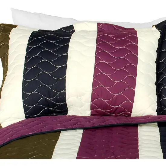 Seak Love -  3PC Vermicelli-Quilted Patchwork Quilt Set (Full/Queen Size) Photo 2