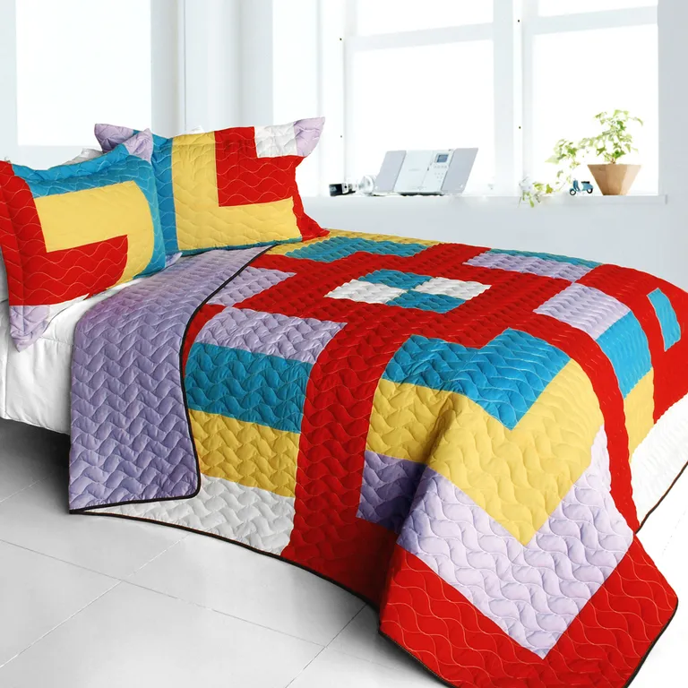 Second Space - 3PC Vermicelli - Quilted Patchwork Quilt Set (Full/Queen Size) Photo 1