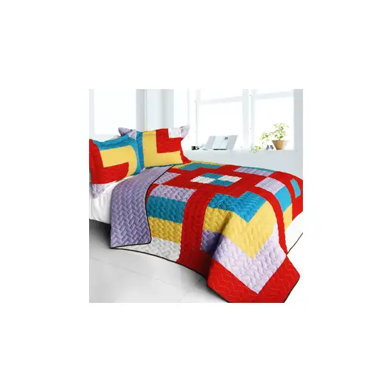 Second Space -  3PC Vermicelli - Quilted Patchwork Quilt Set (Full/Queen Size) Photo 2