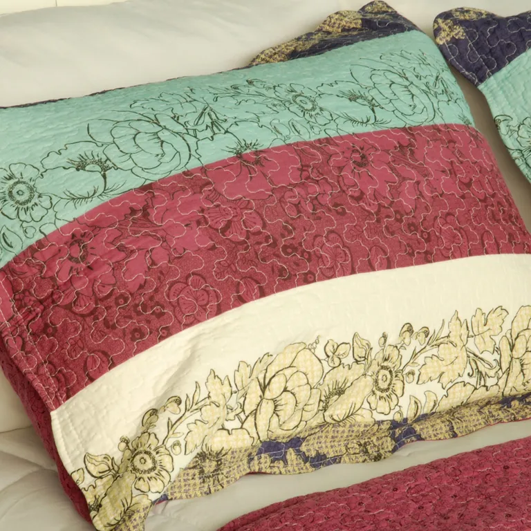 Secret Season - 100% Cotton 3PC Vermicelli-Quilted Patchwork Quilt Set (Full/Queen Size) Photo 2