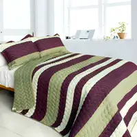 Photo of September Affair - 3PC Vermicelli-Quilted Patchwork Quilt Set (Full/Queen Size)