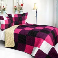 Photo of Series - Brand New Vermicelli-Quilted Patchwork Quilt Set Full/Queen
