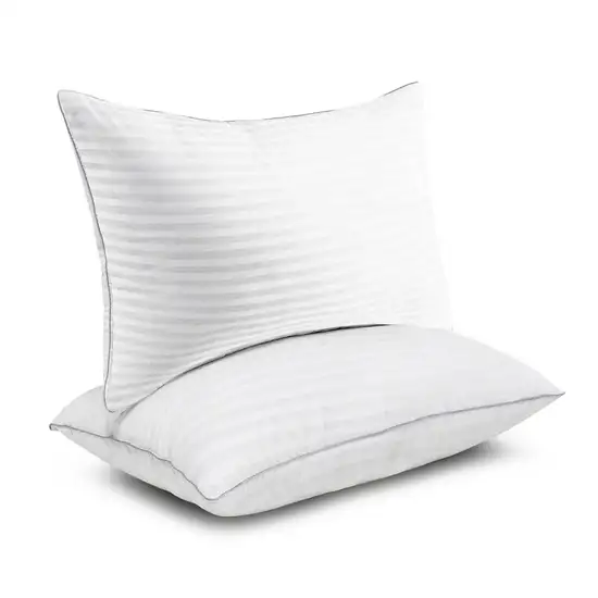 Set of 2 Machine Washable Down Alternative Bed Pillow with Cotton Cover - King Photo 1