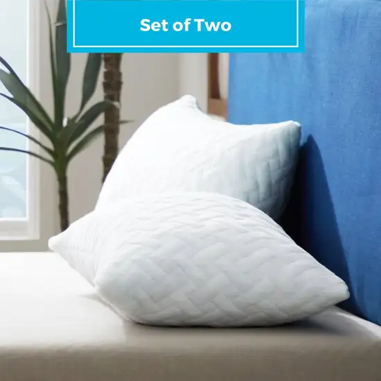 Set of 2 - Shredded Memory Foam Bed Pillows with 2 Pillowcases - King size Photo 4