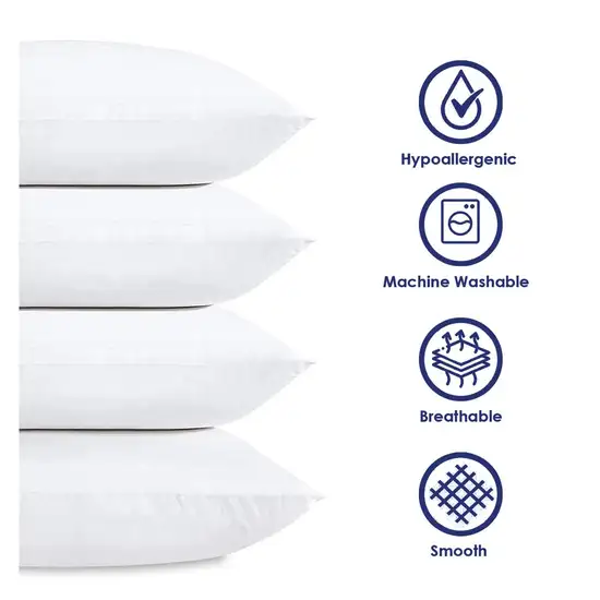 Set of 4 - Standard size Down Alternative Pillows - Machine Washable Photo 3