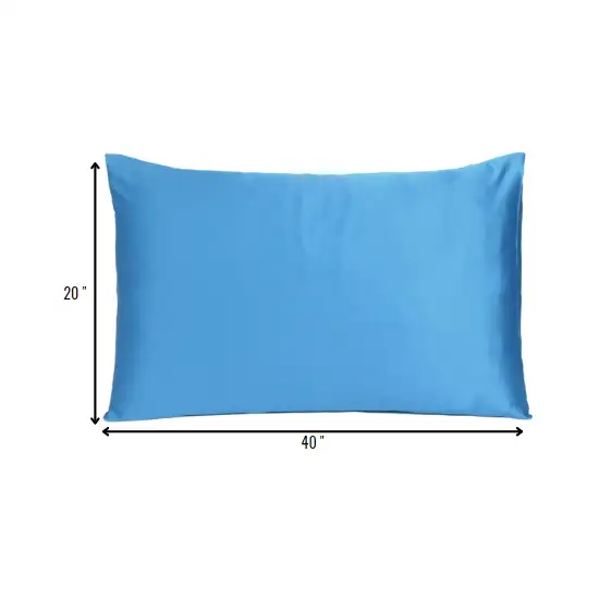 Set of Two Bright Blue Dreamy Silky Satin King Pillowcases Photo 8