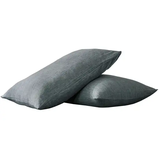 Set of Two Slate Gray Linen Pillowcases Photo 1