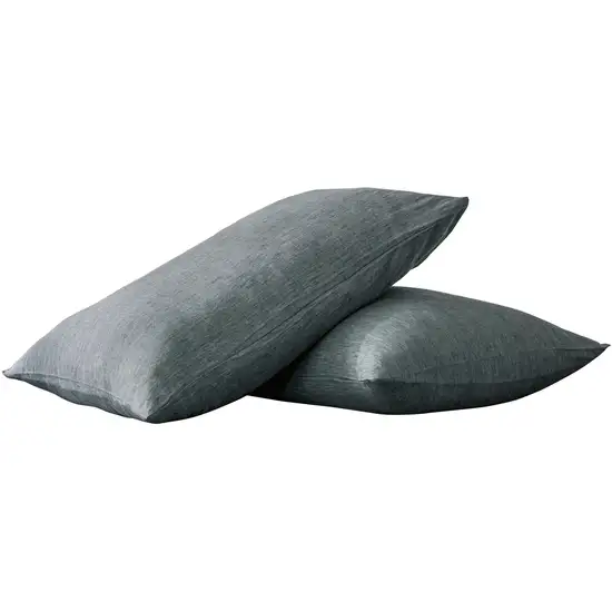 Set of Two Slate Gray Linen Pillowcases Photo 3