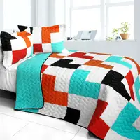 Photo of Shadow In the Water - 3PC Vermicelli - Quilted Patchwork Quilt Set (Full/Queen Size)