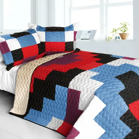 Shinning -  3PC Vermicelli - Quilted Patchwork Quilt Set (Full/Queen Size) Photo 1