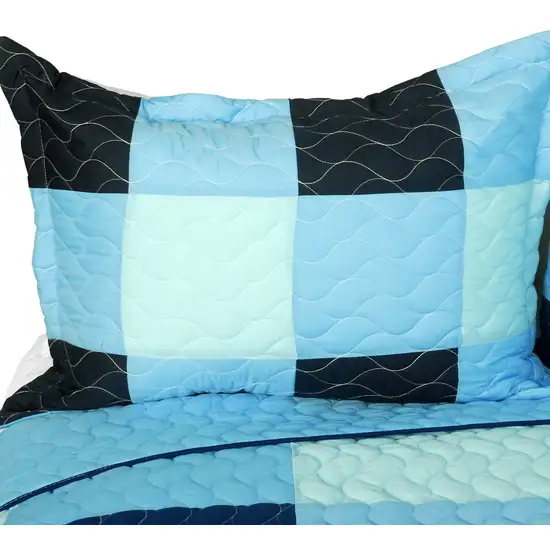 Shipshape -  Vermicelli-Quilted Patchwork Plaid Quilt Set Full/Queen Photo 2