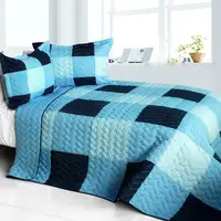 Photo of Shipshape - Vermicelli-Quilted Patchwork Plaid Quilt Set Full/Queen