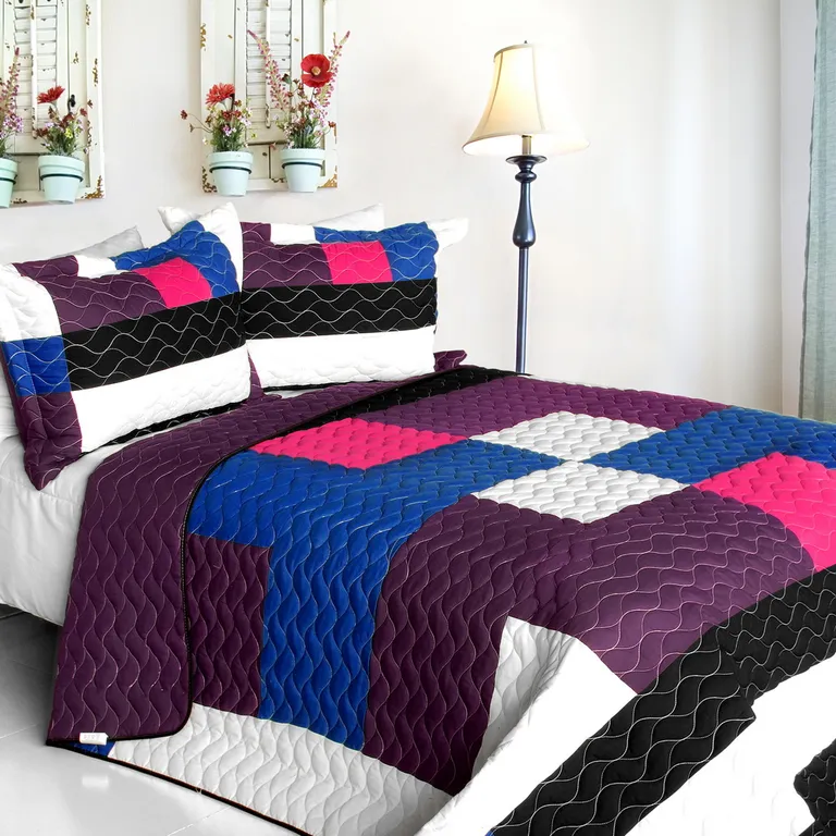 Sideman - 3PC Vermicelli - Quilted Patchwork Quilt Set (Full/Queen Size) Photo 1