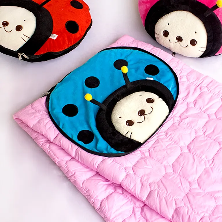 Sirotan - Ladybug Blue - Blanket Pillow Cushion / Travel Pillow Blanket (39.4 by 59.1 inches) Photo 2
