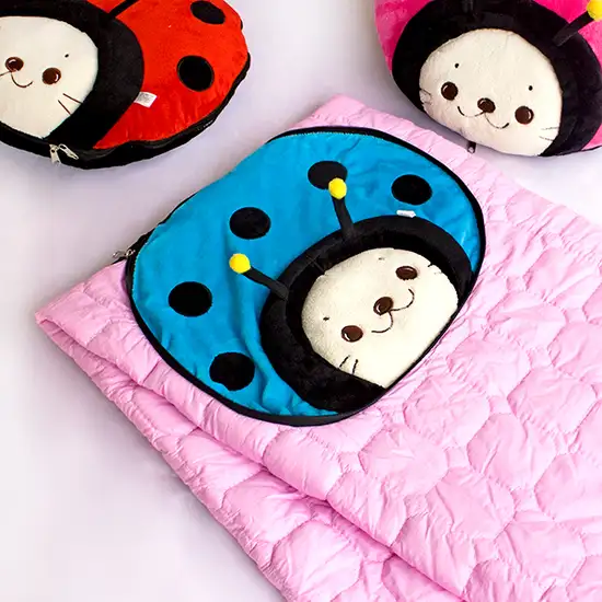 Sirotan - Ladybug Blue -  Blanket Pillow Cushion / Travel Pillow Blanket (39.4 by 59.1 inches) Photo 1