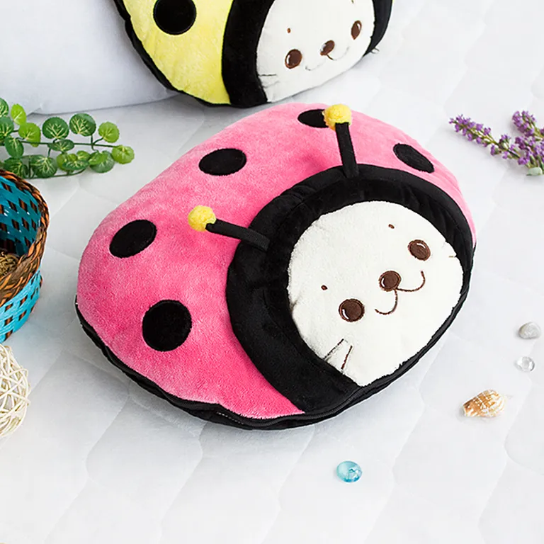 Sirotan - Ladybug Pink - Blanket Pillow Cushion / Travel Pillow Blanket (39.4 by 59.1 inches) Photo 1