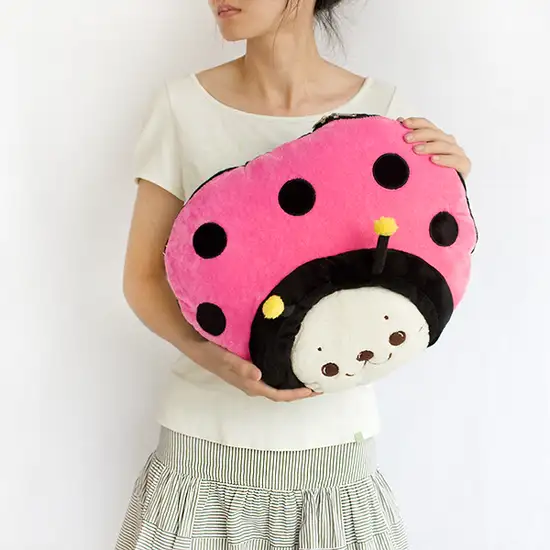 Sirotan - Ladybug Pink -  Blanket Pillow Cushion / Travel Pillow Blanket (39.4 by 59.1 inches) Photo 4