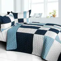 Photo of Sky Delusions - 3PC Vermicelli-Quilted Patchwork Quilt Set (Full/Queen Size)