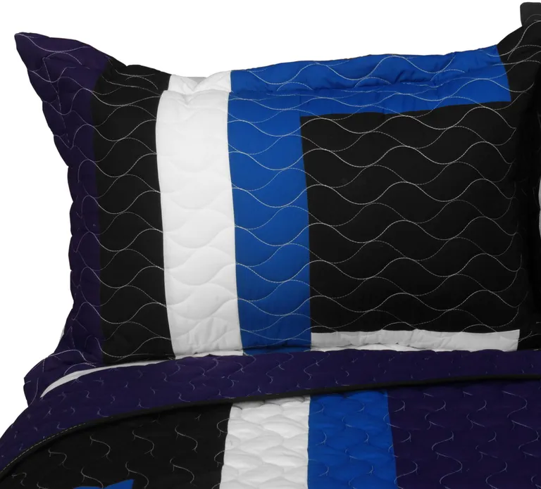 Slience Stream - 3PC Vermicelli - Quilted Patchwork Quilt Set (Full/Queen Size) Photo 2