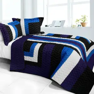 Photo of Slience Stream - 3PC Vermicelli - Quilted Patchwork Quilt Set (Full/Queen Size)