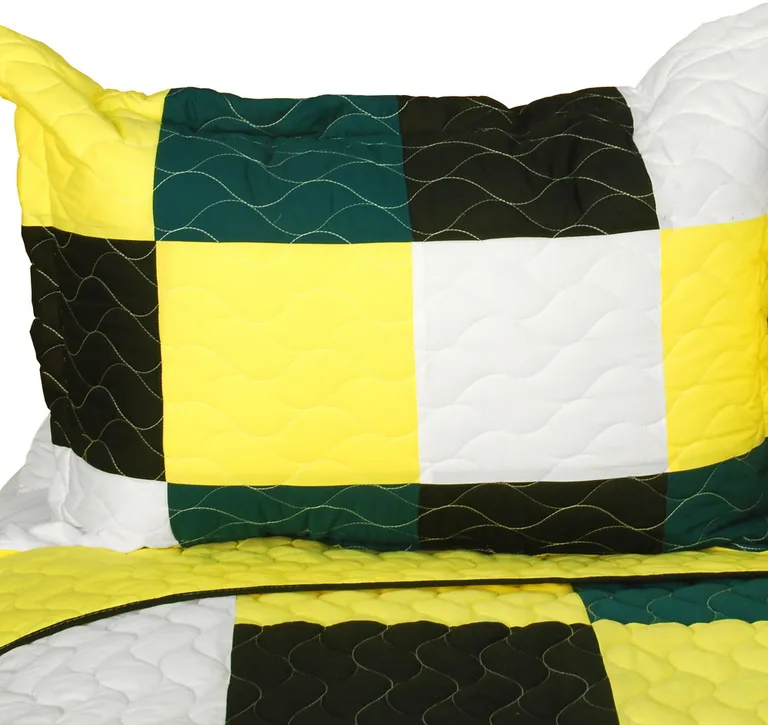 Smashing Patchword - B - Vermicelli-Quilted Patchwork Quilt Set Full/Queen Photo 2