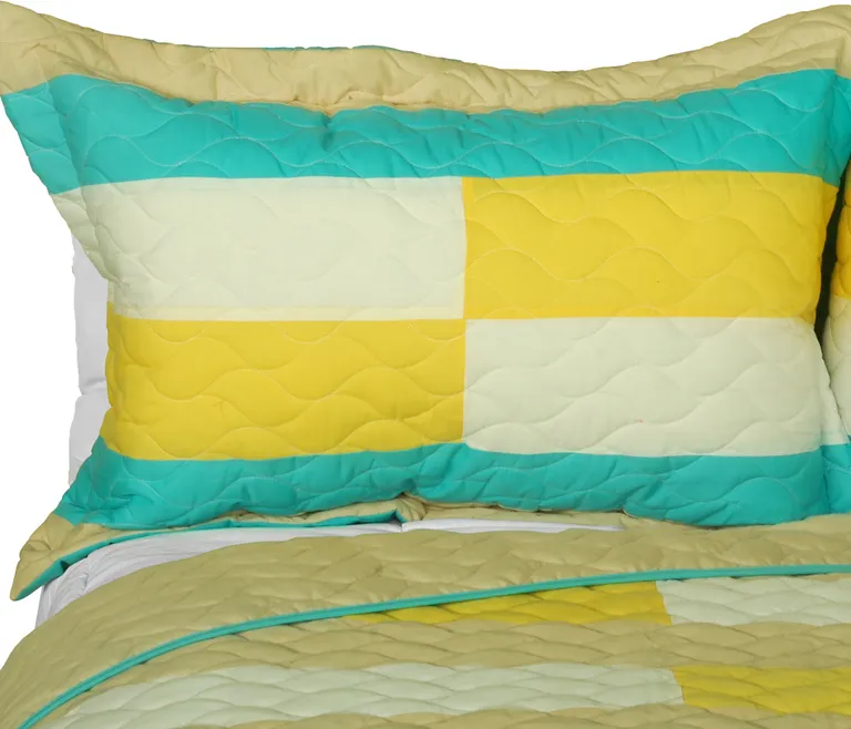 Something Like Wonderful - 3PC Vermicelli-Quilted Patchwork Quilt Set (Full/Queen Size) Photo 2